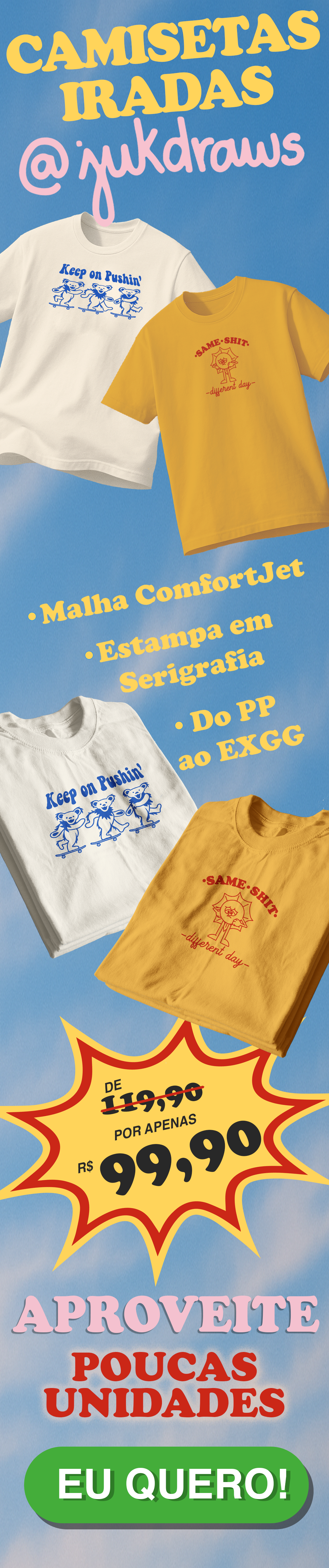 Camisetas iradas do @jukdraws